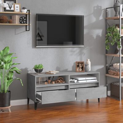 vidaXL Mueble de TV madera contrachapada gris hormigón 100x34,5x44,5cm