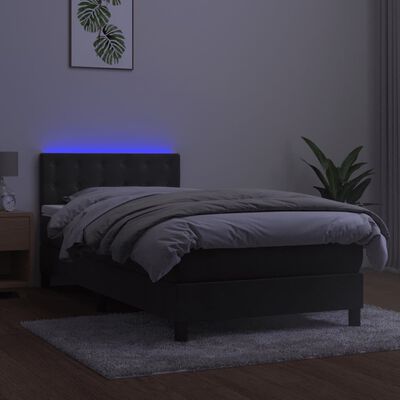 vidaXL Cama box spring colchón y LED terciopelo gris oscuro 100x200 cm