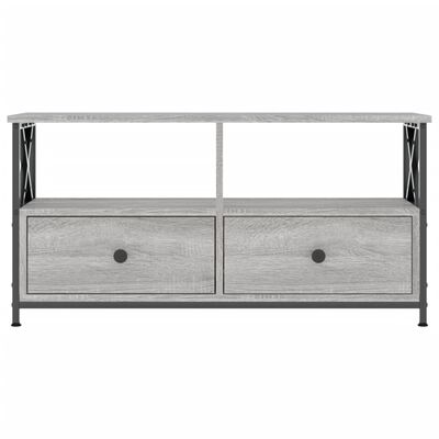 vidaXL Mueble TV hierro y madera contrachapada gris Sonoma 90x33x45 cm