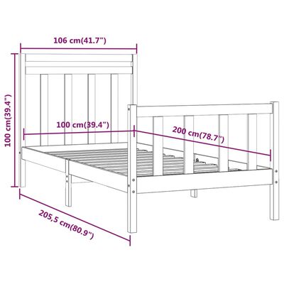 vidaXL Estructura de cama sin colchón madera de pino blanco 100x200 cm