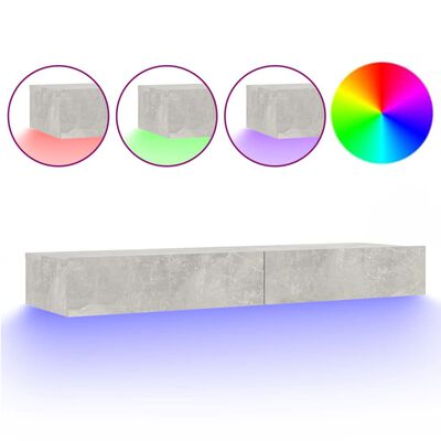 vidaXL Mueble para TV con luces LED gris hormigón 120x35x15,5 cm