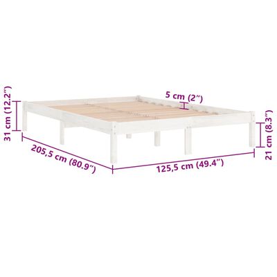 vidaXL Estructura de cama madera maciza de pino blanco 120x200 cm