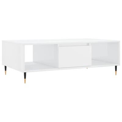 vidaXL Mesa de centro madera de ingeniería blanco brillo 104x60x35 cm