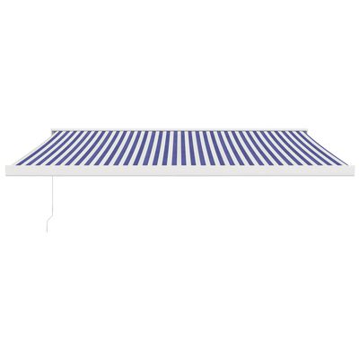 vidaXL Toldo retráctil aluminio y tela azul y blanco 4x3 m