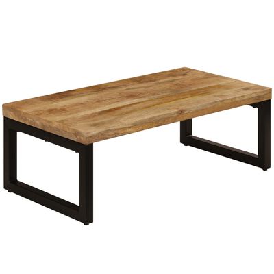 vidaXL Mesa de centro madera maciza de mango y acero 100x50x35 cm