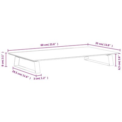 vidaXL Soporte de monitor vidrio templado y metal blanco 60x35x8 cm