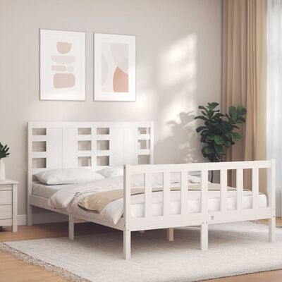 vidaXL Estructura de cama con cabecero madera maciza blanco 120x200 cm