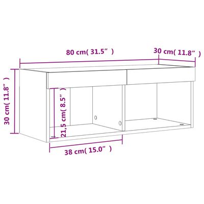 vidaXL Mueble para TV con luces LED gris Sonoma 80x30x30 cm