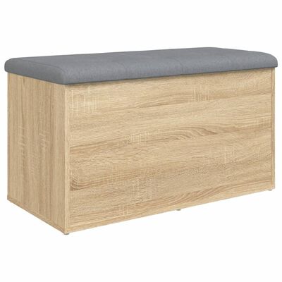 vidaXL Banco con almacenaje madera ingeniería roble Sonoma 82x42x45 cm