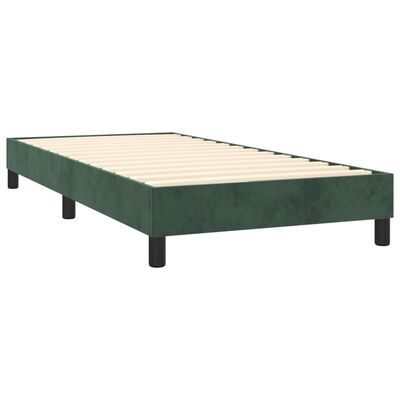 vidaXL Cama box spring colchón y LED terciopelo verde oscuro 100x200cm