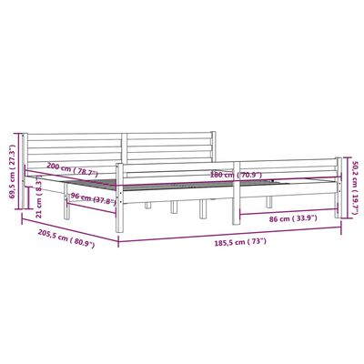 vidaXL Estructura de cama de matrimonio madera maciza gris 180x200 cm