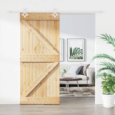 vidaXL Puerta corredera con herrajes madera maciza de pino 100x210 cm