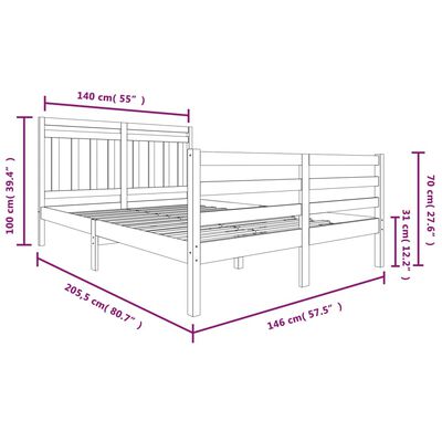 vidaXL Estructura de cama madera maciza 140x200 cm