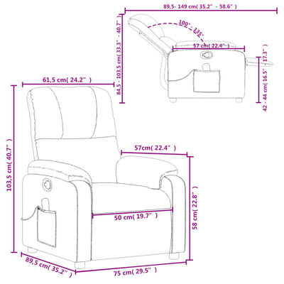 vidaXL Sillón reclinable de masaje tela de microfibra gris claro