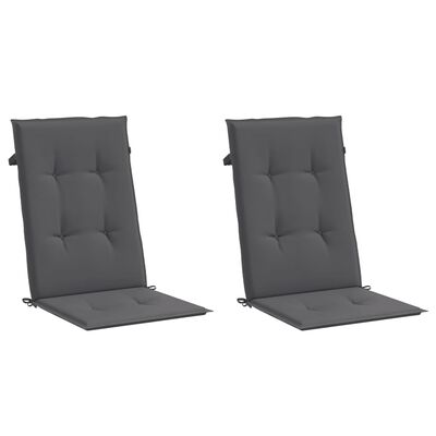 vidaXL Cojín silla de jardín respaldo alto 2 uds tela gris 120x50x3 cm