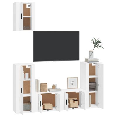 vidaXL Set de muebles para TV 5 piezas madera contrachapada blanco