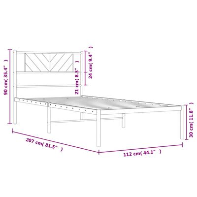 vidaXL Estructura cama sin colchón con cabecero metal blanco 107x203cm