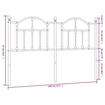 vidaXL Cabecero de metal blanco 140 cm