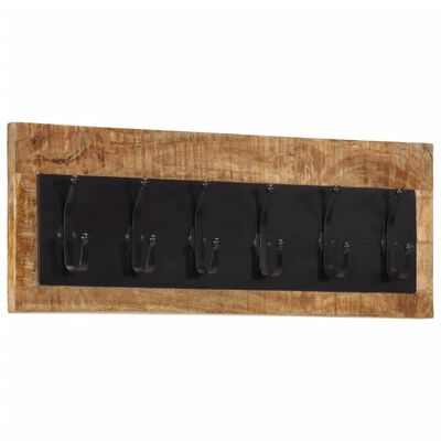 vidaXL Perchero de pared con 6 ganchos madera maciza de mango