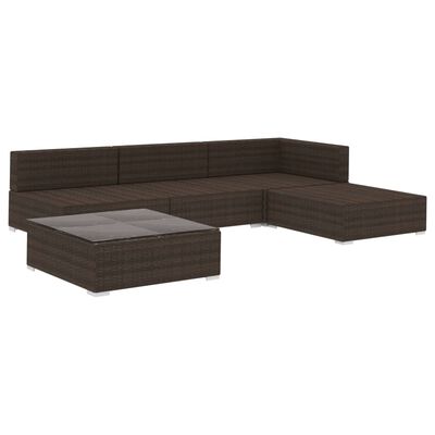 vidaXL Set muebles de jardín 5 piezas y cojines ratán sintético marrón