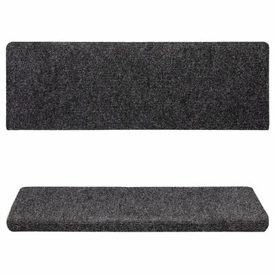 vidaXL Alfombrilla escalera 15 uds tela punzonada gris 65x21x4 cm