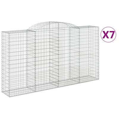 vidaXL Cestas de gaviones 7 uds forma de arco hierro 300x50x160/180 cm