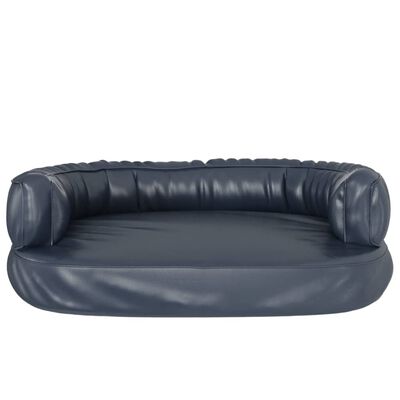 vidaXL Cama para perros de espuma cuero sintético azul oscuro 75x53 cm