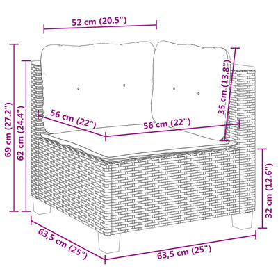 vidaXL Set de sofás de jardín 10 pzas con cojines ratán sintético gris