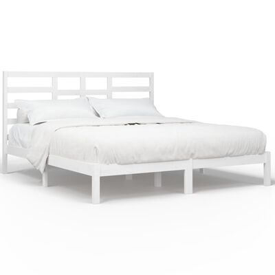 vidaXL Estructura de cama madera maciza blanco Supe King 180x200 cm