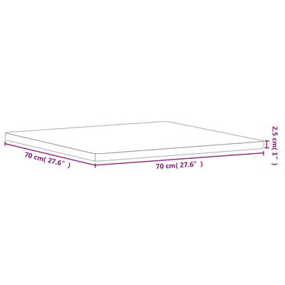 vidaXL Tablero de mesa cuadrado de madera maciza de haya 70x70x2,5 cm