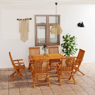 vidaXL Juego de comedor para jardín 7 piezas madera maciza teca