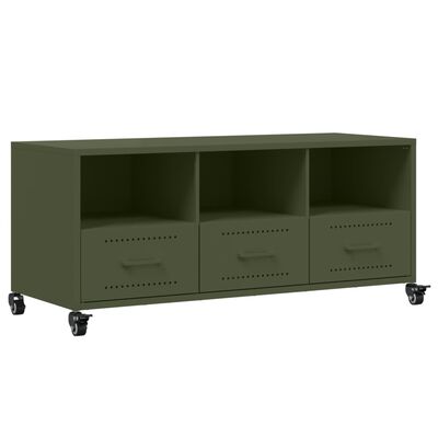 vidaXL Mueble de TV de acero verde oliva 100,5x39x43,5 cm