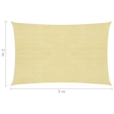 vidaXL Toldo de vela beige HDPE 160 g/m² 2x3 m