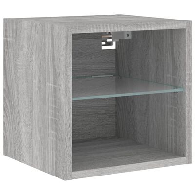 vidaXL Mueble de TV de pared con luces LED gris Sonoma 30x28,5x30 cm