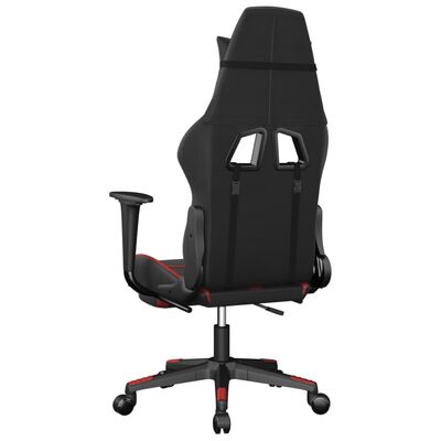 vidaXL Silla gaming con reposapiés cuero sintético negro rojo