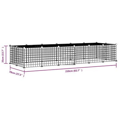 vidaXL Jaula para mascotas de 28 paneles puerta acero negro 35x35 cm