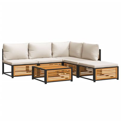 vidaXL Set de sofás de jardín con cojines 6 pzas madera maciza acacia