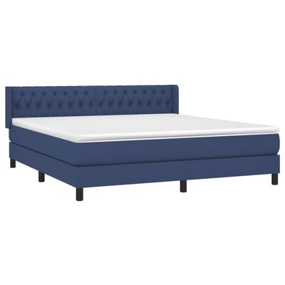 vidaXL Cama box spring con colchón tela azul 180x200 cm