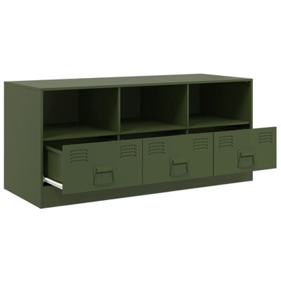 vidaXL Mueble de TV de acero verde oliva 99x39x44 cm