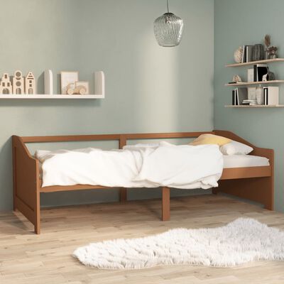 vidaXL Sofá cama de 3 plazas sin colchón marrón miel 90x200 cm