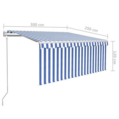 vidaXL Toldo automático retráctil con persiana azul y blanco 3x2,5m