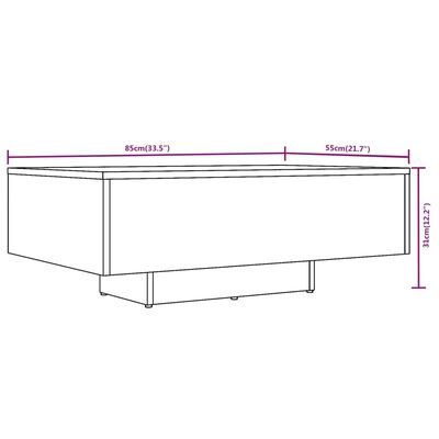 vidaXL Mesa de centro madera contrachapada roble ahumado 85x55x31 cm