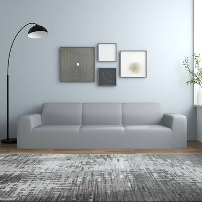 vidaXL Funda elástica para sillón de 4 plazas poliéster jersey gris