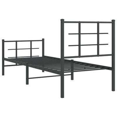 vidaXL Estructura cama sin colchón con estribo metal negro 75x190 cm