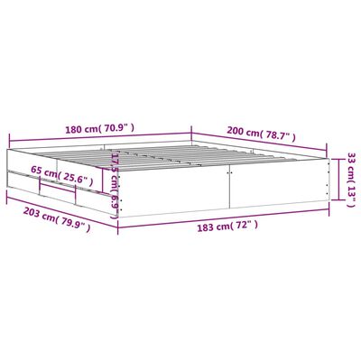 vidaXL Cama con cajones madera ingeniería roble Sonoma 180x200 cm