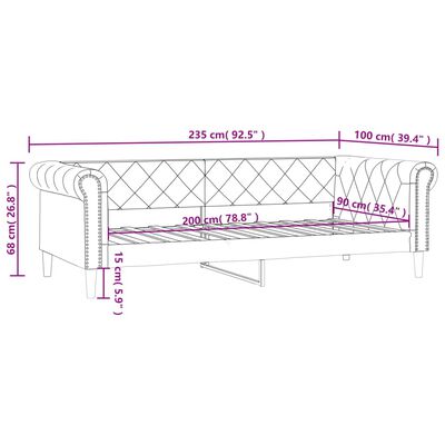 vidaXL Sofá cama sin colchón cuero sintético crema 90x200 cm