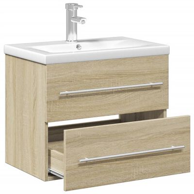 vidaXL Mueble de baño con lavabo integrado roble Sonoma