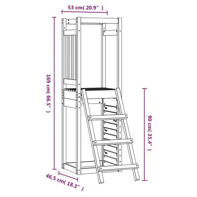 vidaXL Parque infantil de madera maciza Douglas 53x46,5x169 cm