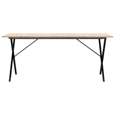 vidaXL Mesa de comedor marco X madera maciza pino y hierro 180x90x75cm