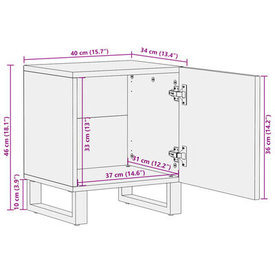 vidaXL Mesitas de noche 2 uds de madera maciza reciclada 40x34x46 cm